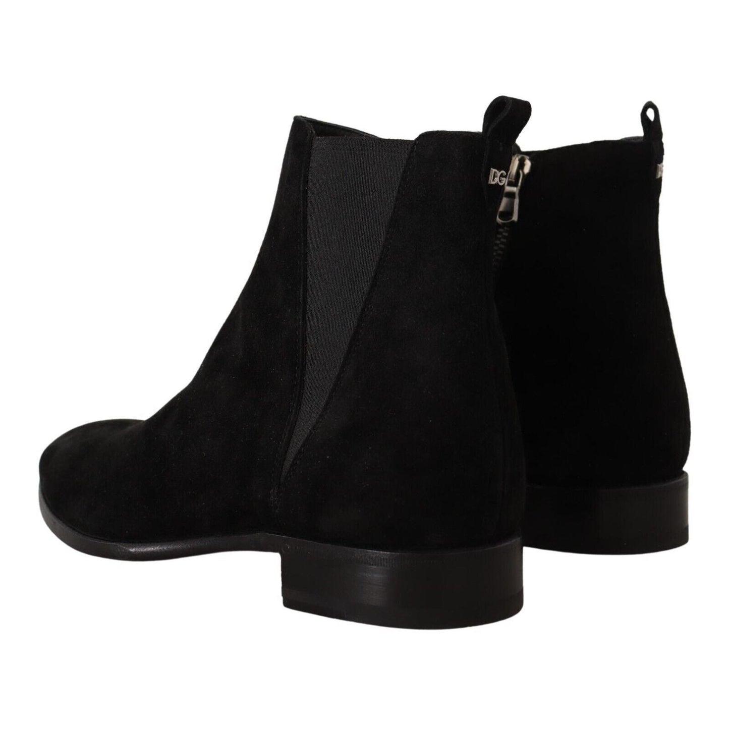 Dolce & Gabbana Black Suede Leather Chelsea Mens Boots Shoes