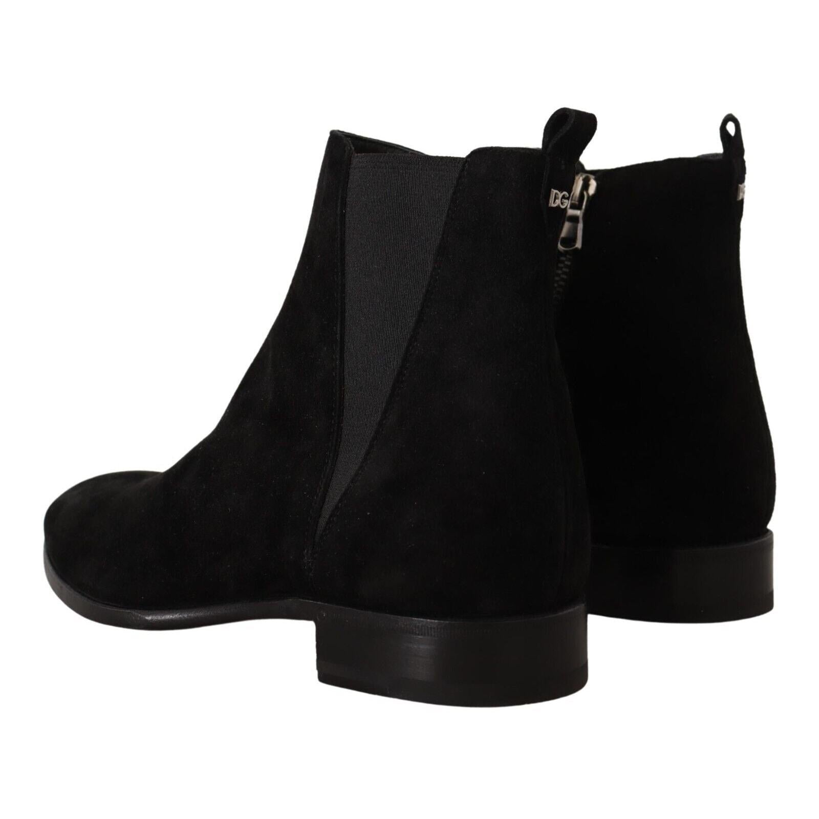 Dolce & Gabbana Black Suede Leather Chelsea Mens Boots Shoes