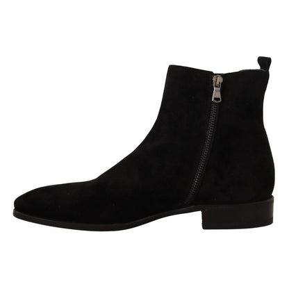 Dolce & Gabbana Black Suede Leather Chelsea Mens Boots Shoes