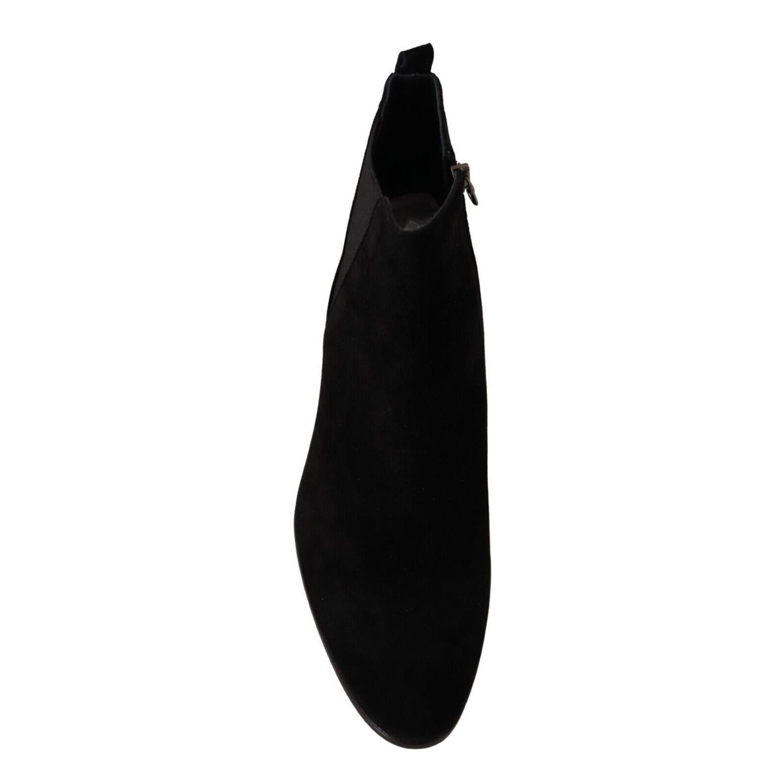 Dolce & Gabbana Black Suede Leather Chelsea Mens Boots Shoes