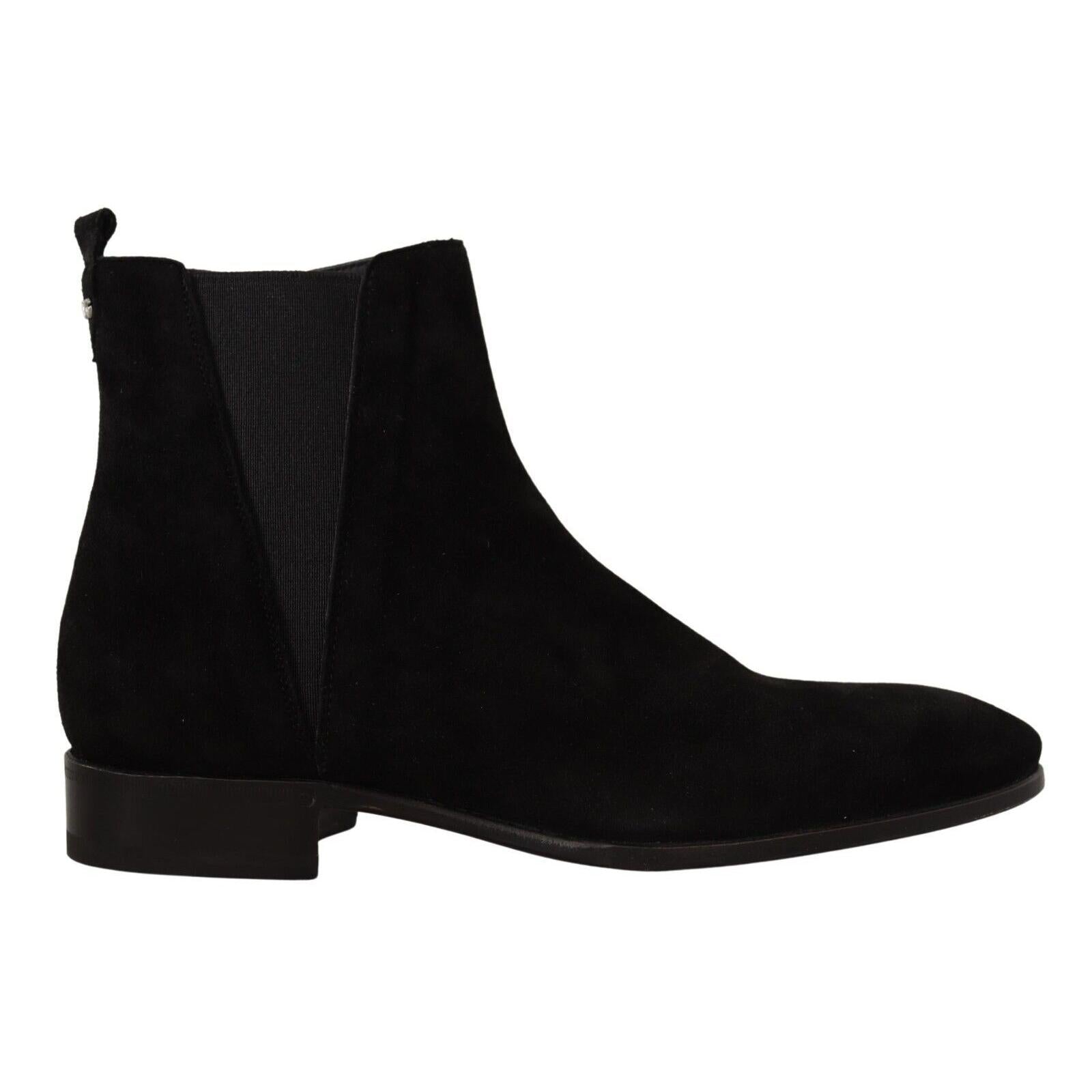 Dolce & Gabbana Black Suede Leather Chelsea Mens Boots Shoes