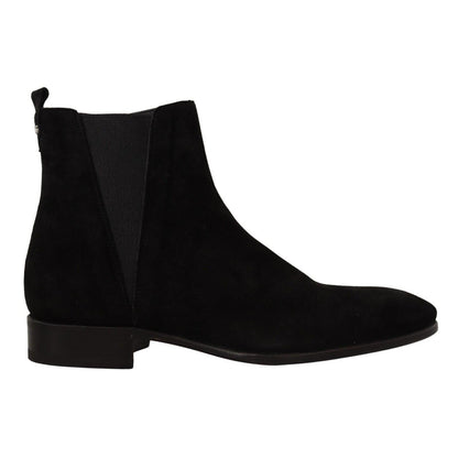 Dolce & Gabbana Black Suede Leather Chelsea Mens Boots Shoes