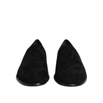 Dolce & Gabbana Black Suede Slip On Loafers Formal Shoes