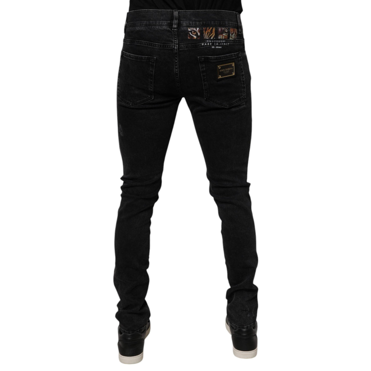 Dolce & Gabbana Black Tattered Cotton Skinny Men Denim Jeans