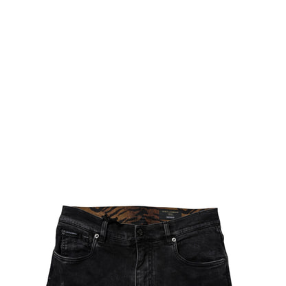 Dolce & Gabbana Black Tattered Cotton Skinny Men Denim Jeans