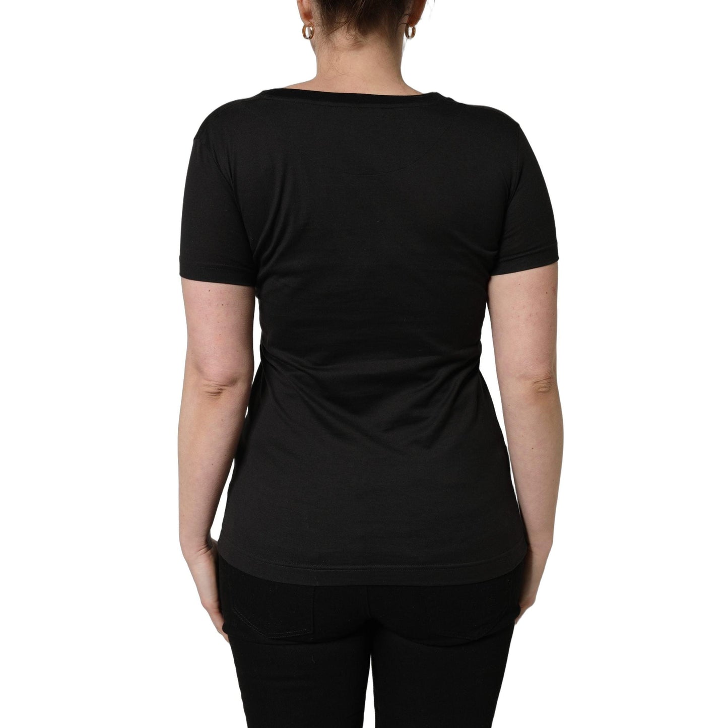 Dolce & Gabbana Black Tropical Print Cotton Round Neck T-Shirt