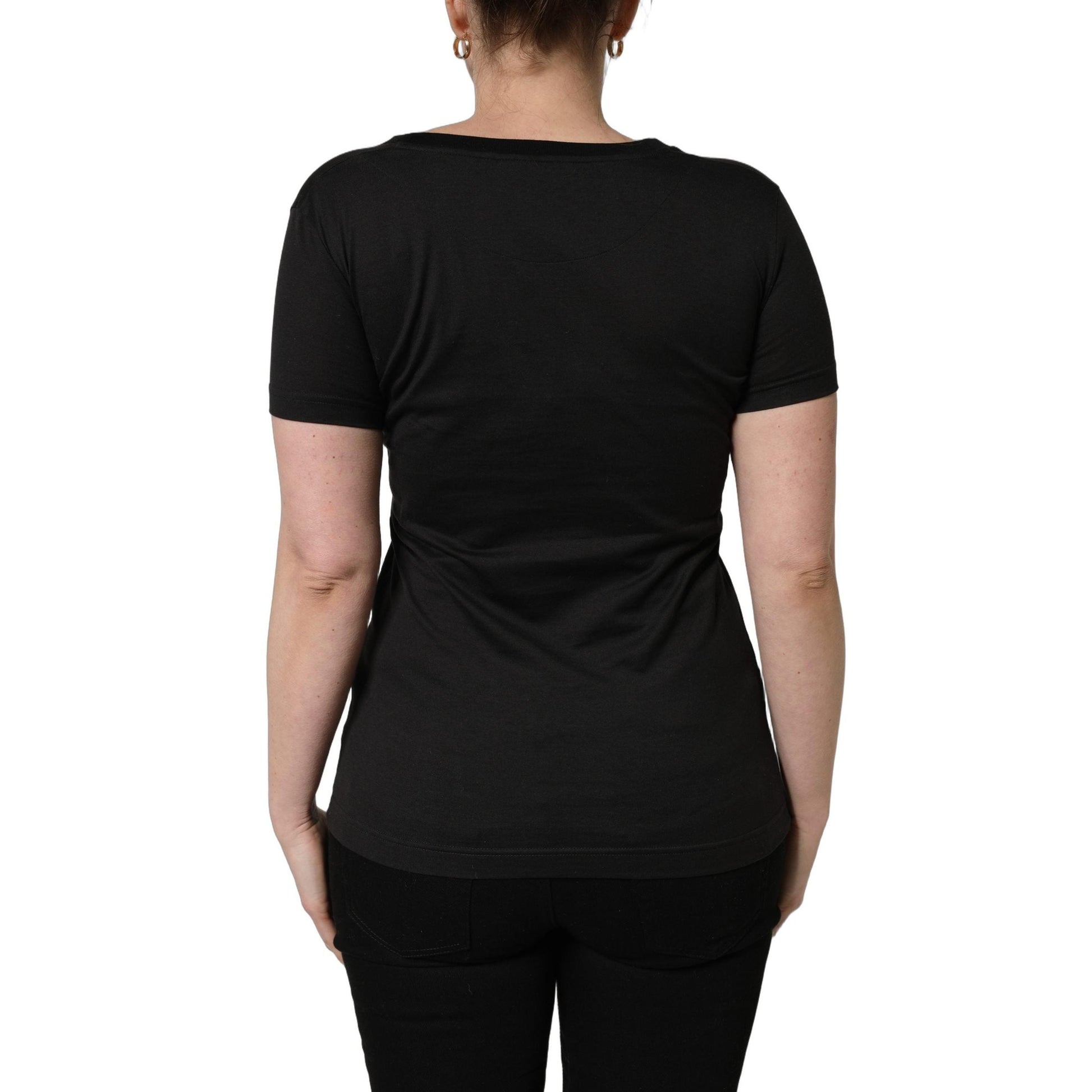 Dolce & Gabbana Black Tropical Print Cotton Round Neck T-Shirt