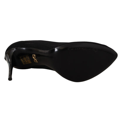 Dolce & Gabbana Black Tulle Stretch Boots Pumps Shoes