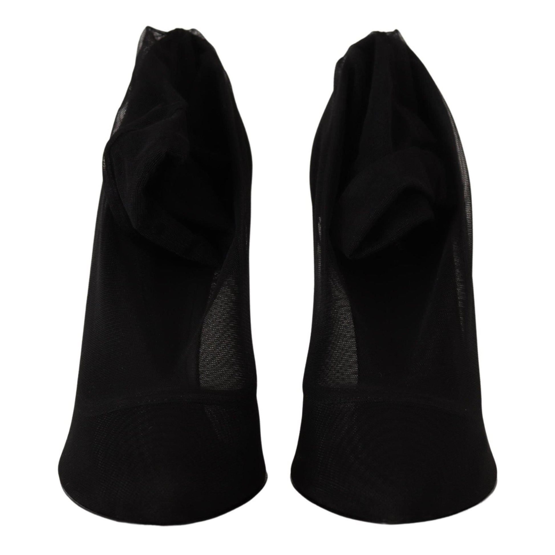 Dolce & Gabbana Black Tulle Stretch Boots Pumps Shoes