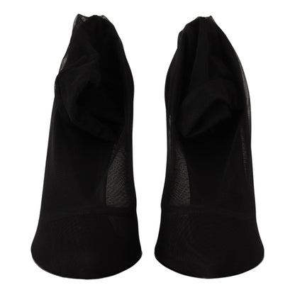 Dolce & Gabbana Black Tulle Stretch Boots Pumps Shoes