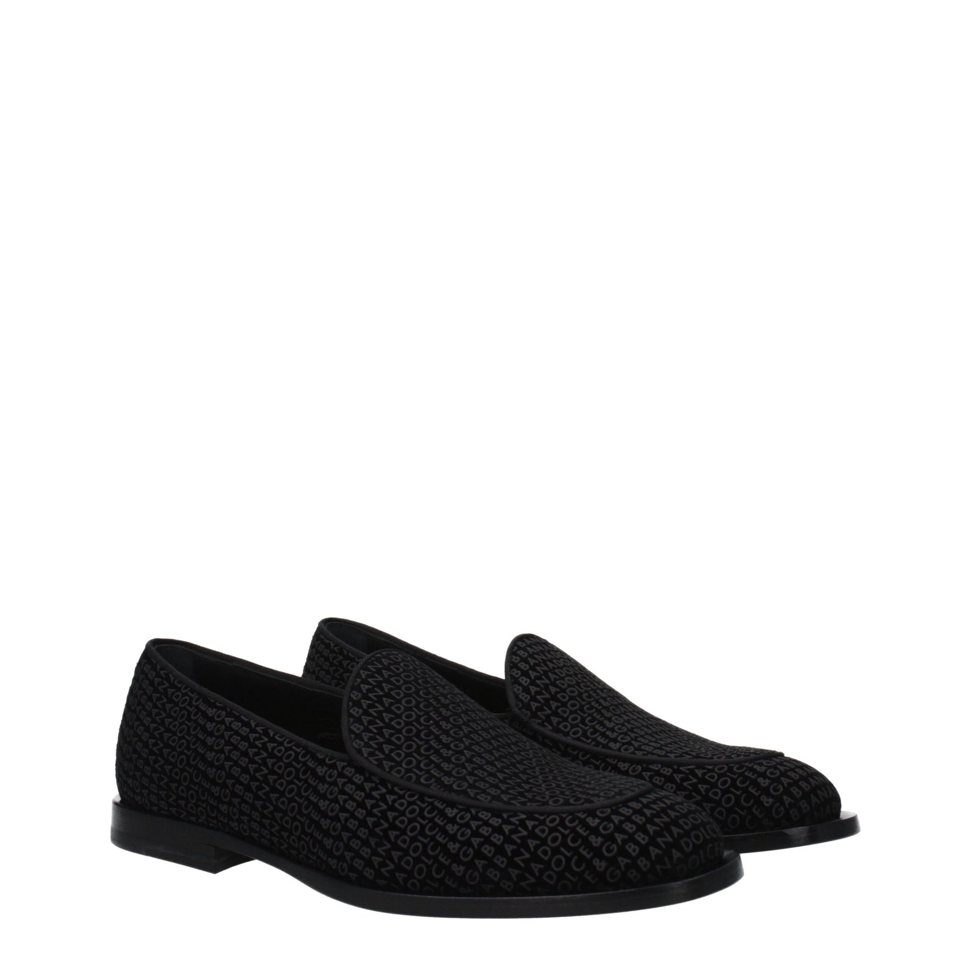 Dolce & Gabbana Black Velvet Slip-On Loafers