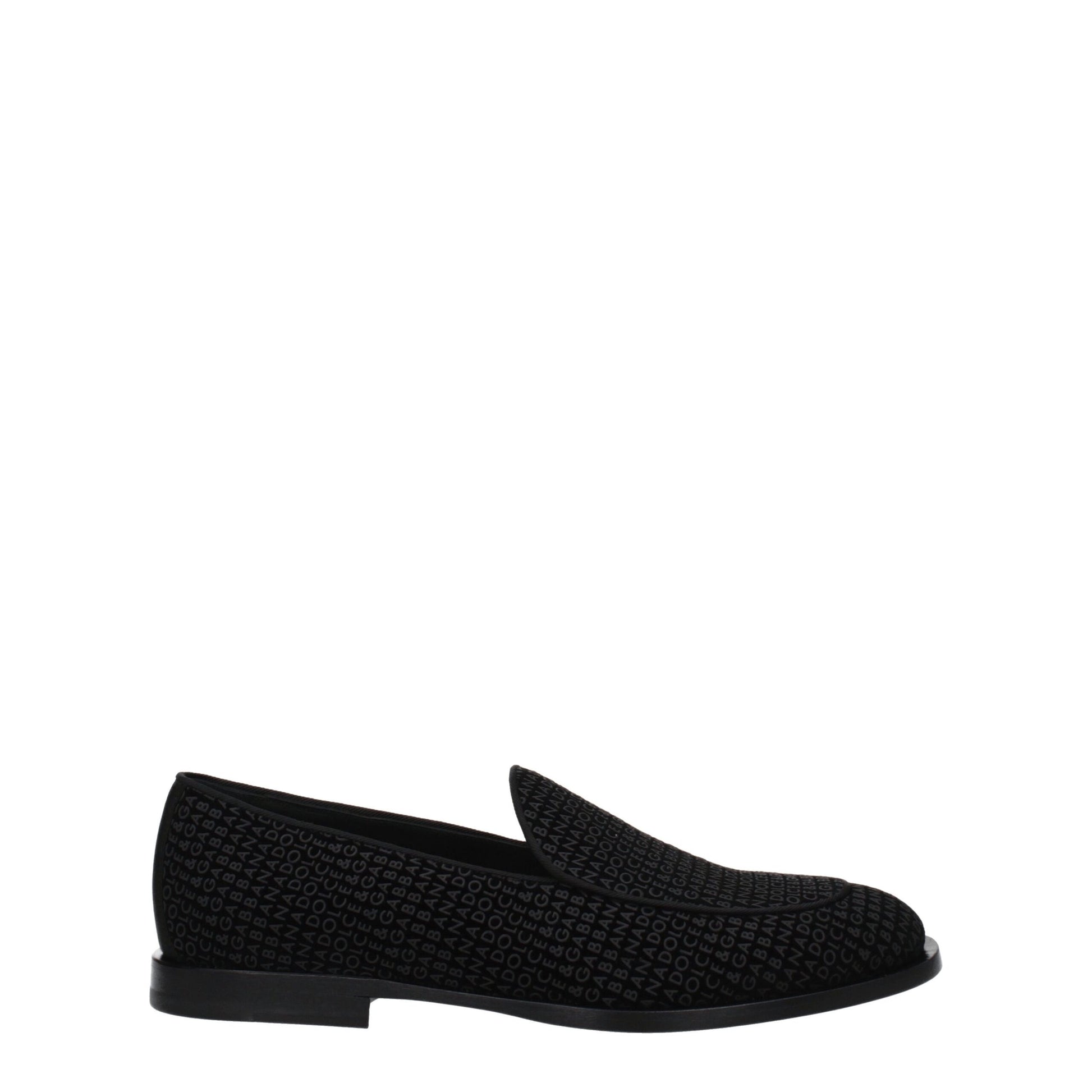 Dolce & Gabbana Black Velvet Slip-On Loafers