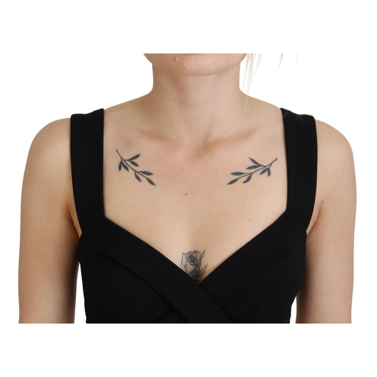 Dolce & Gabbana Black Viscose Bodycon Sheath Midi Dress