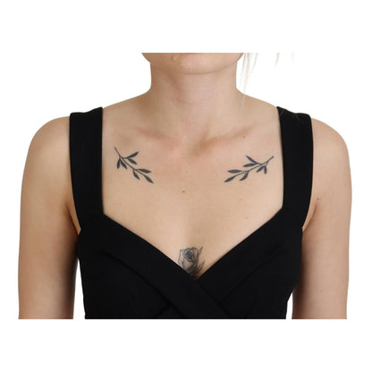 Dolce & Gabbana Black Viscose Bodycon Sheath Midi Dress