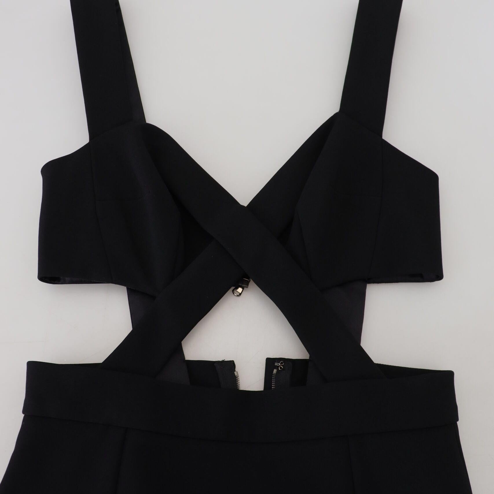 Dolce & Gabbana Black Viscose Bodycon Sheath Midi Dress