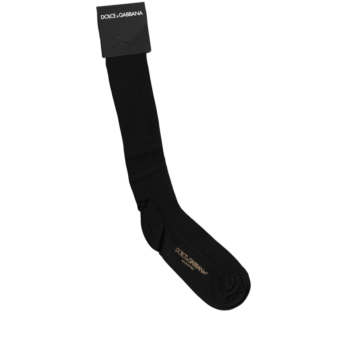 Dolce & Gabbana Black Viscose Logo Over The Calf Accessory Socks