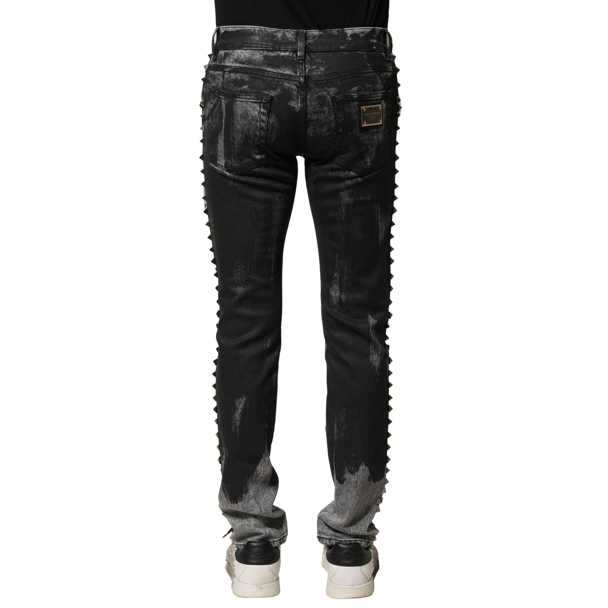 Dolce & Gabbana Black Washed Embellished Skinny Denim Jeans