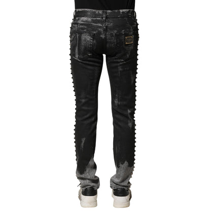 Dolce & Gabbana Black Washed Embellished Skinny Denim Jeans