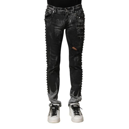 Dolce & Gabbana Black Washed Embellished Skinny Denim Jeans