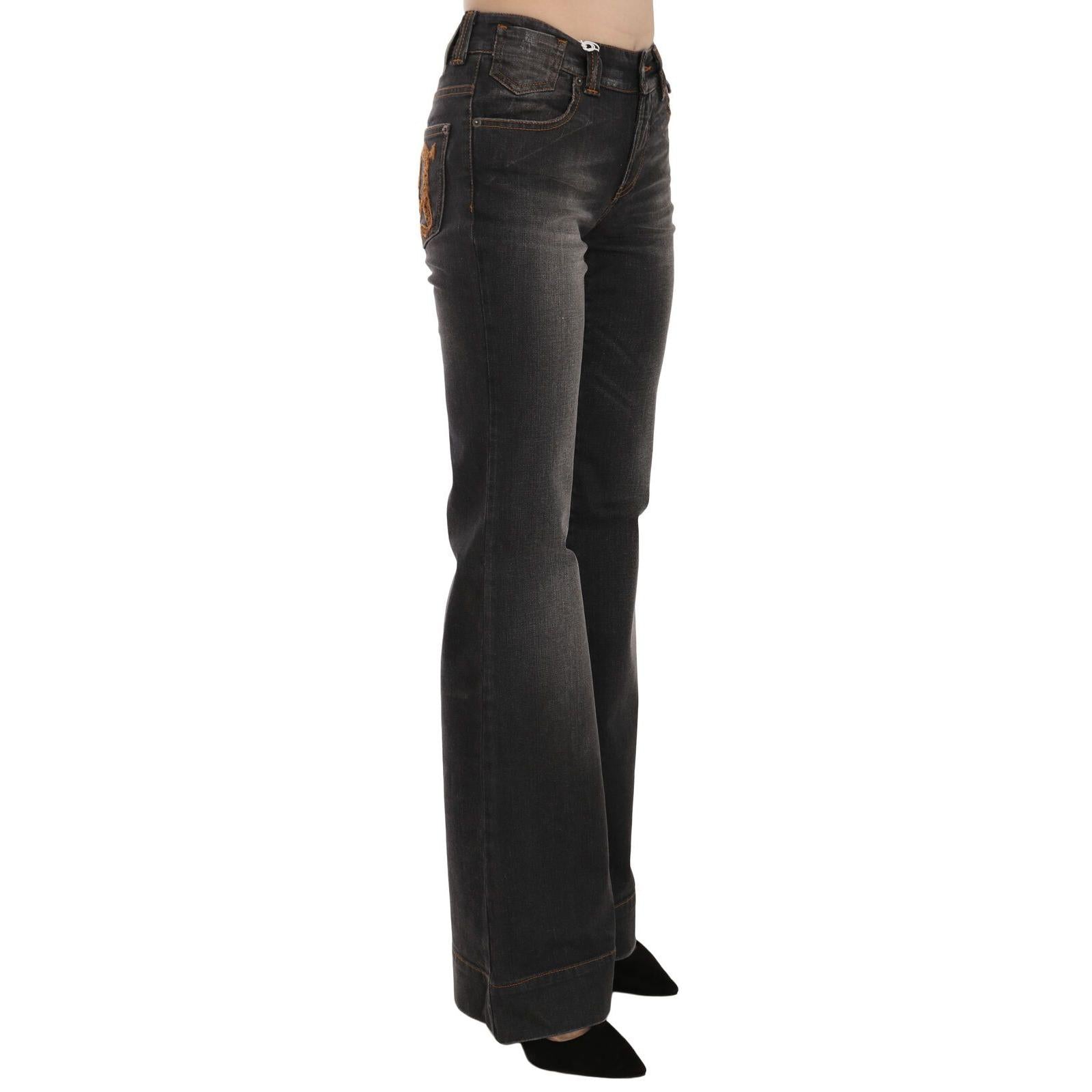 Dolce & Gabbana Black Washed Mid Waist Flared Denim Casual Jeans