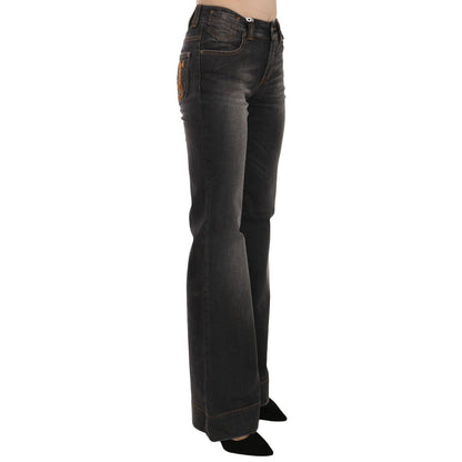Dolce & Gabbana Black Washed Mid Waist Flared Denim Casual Jeans