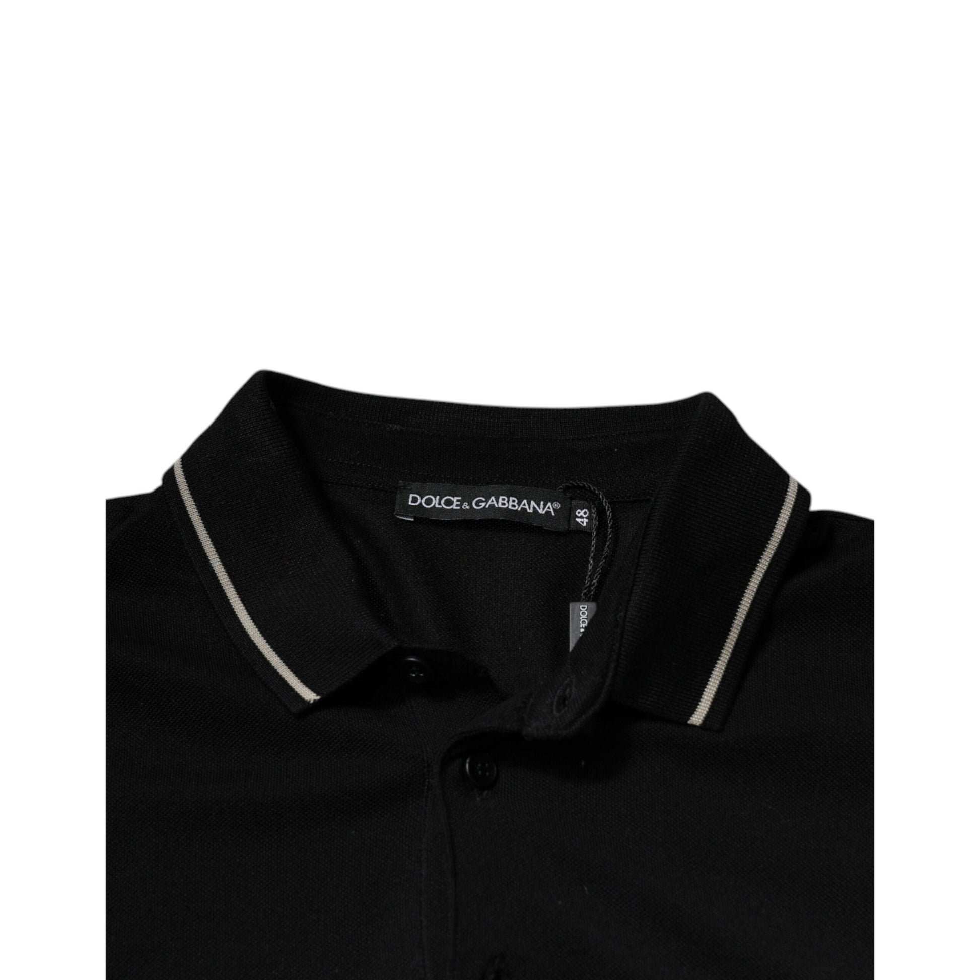 Dolce & Gabbana Black White Cotton Short Sleeves Polo T-shirt