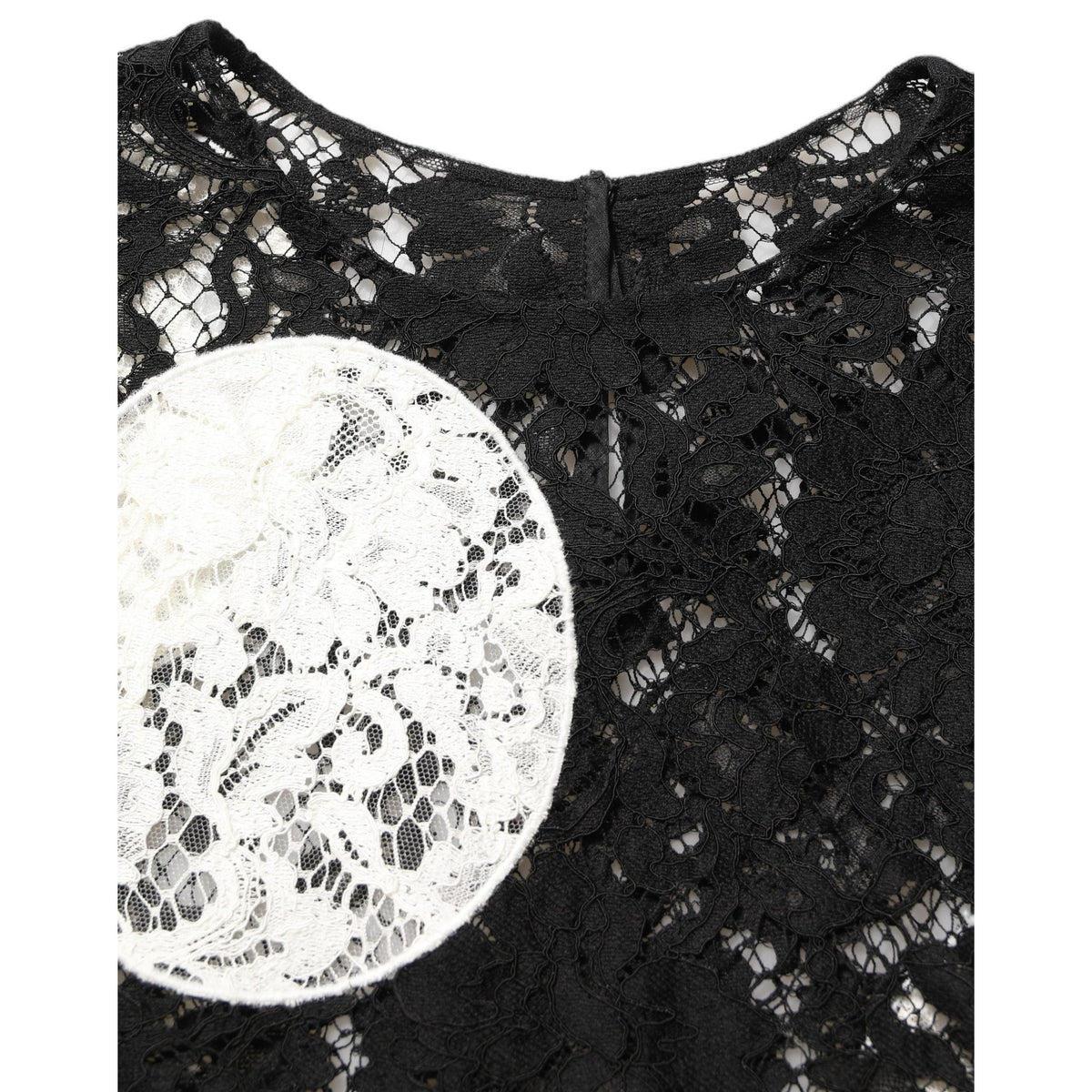Dolce & Gabbana Black White Floral Lace Short Sleeve Blouse Top