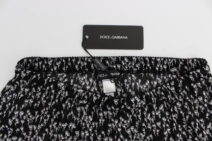 Dolce & Gabbana Black White Floral Lace Silk Sleepwear Shorts