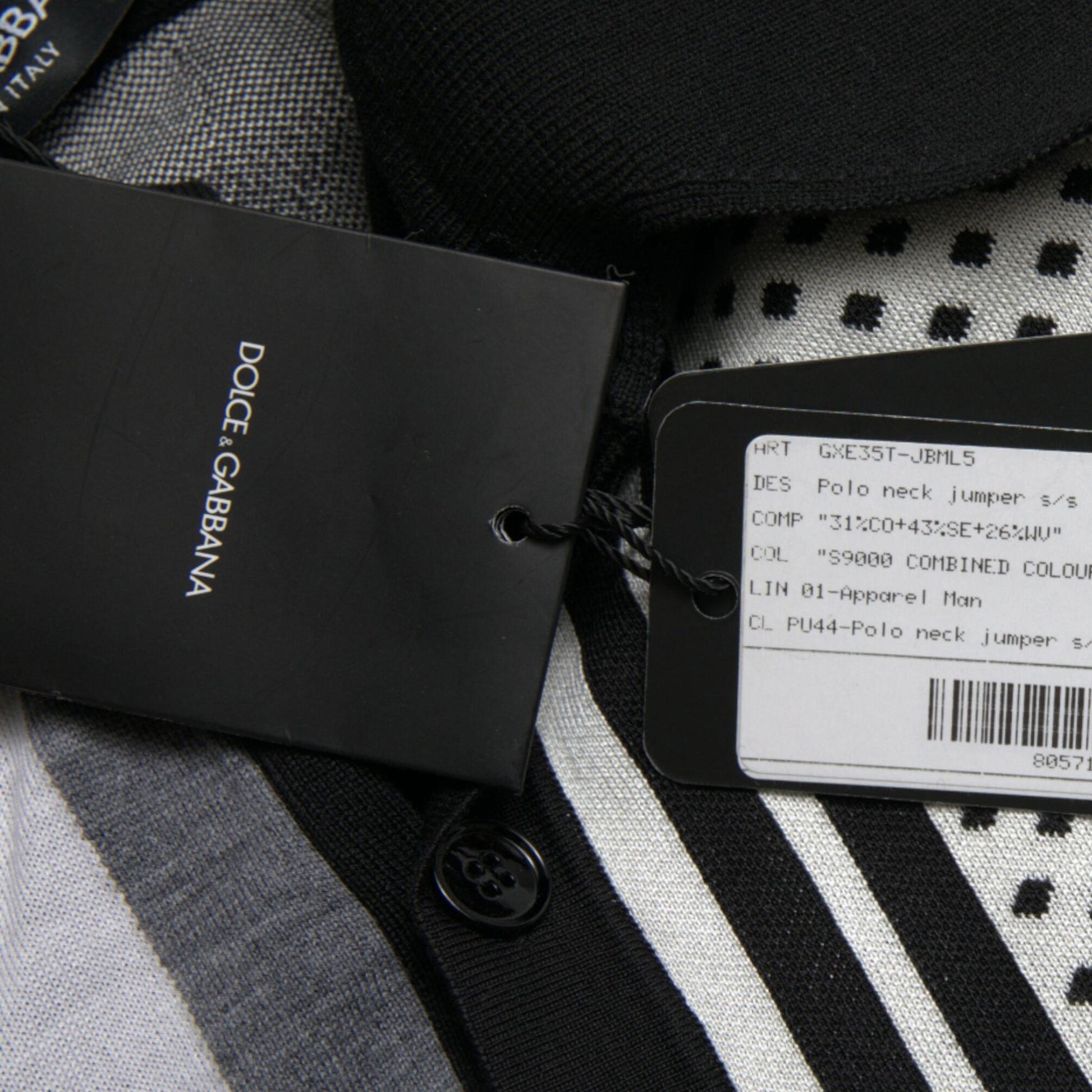 Dolce & Gabbana Black White Jumper Cardigan Polo Sweater