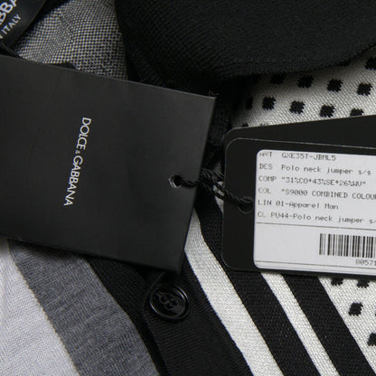 Dolce & Gabbana Black White Jumper Cardigan Polo Sweater