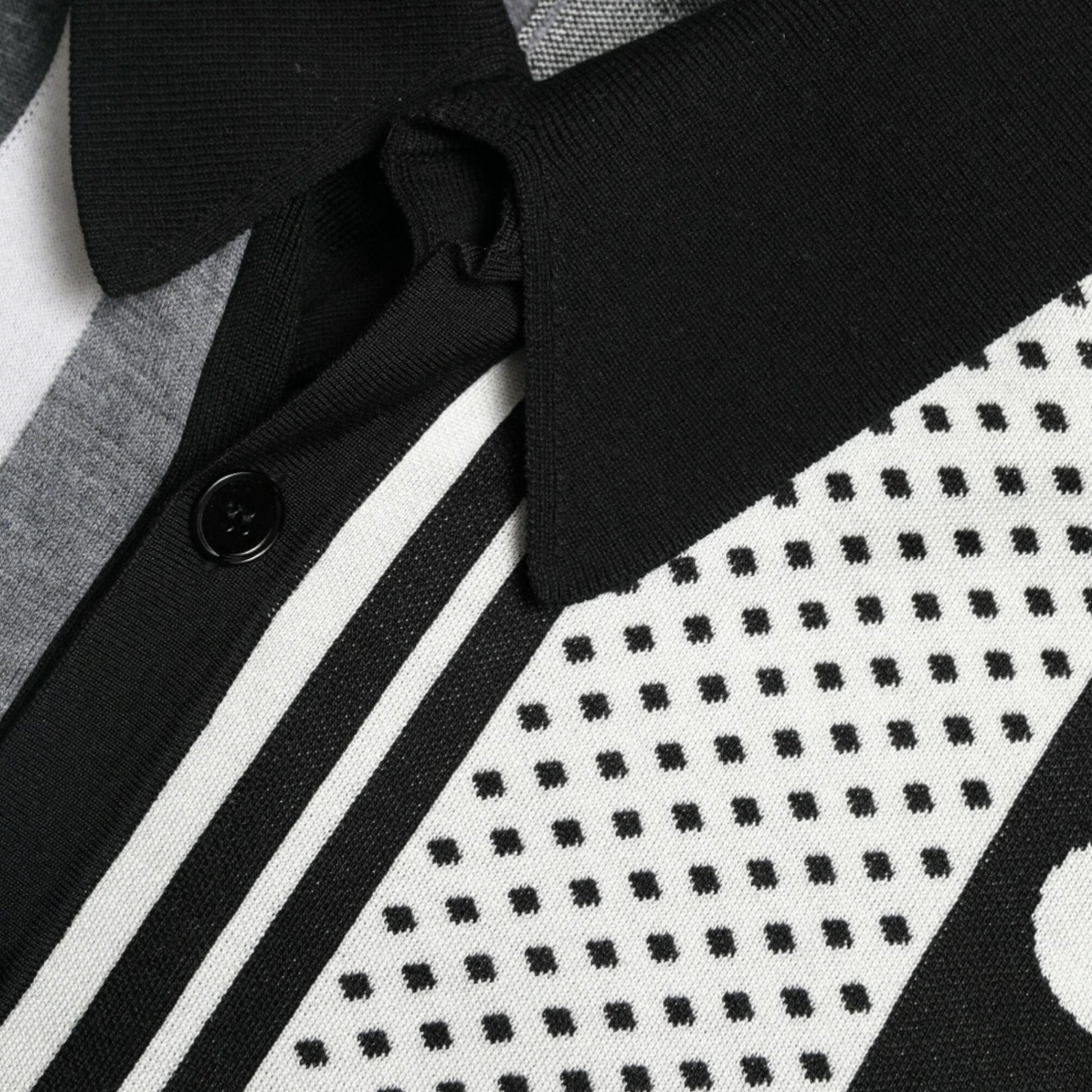 Dolce & Gabbana Black White Jumper Cardigan Polo Sweater