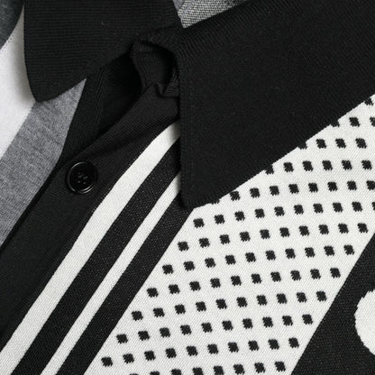 Dolce & Gabbana Black White Jumper Cardigan Polo Sweater