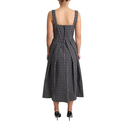 Dolce & Gabbana Black White Pattern Cotton A-Line Dress