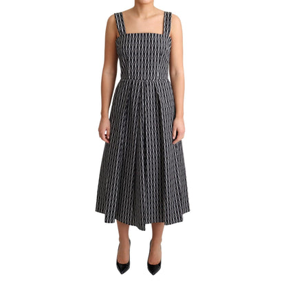 Dolce & Gabbana Black White Pattern Cotton A-Line Dress