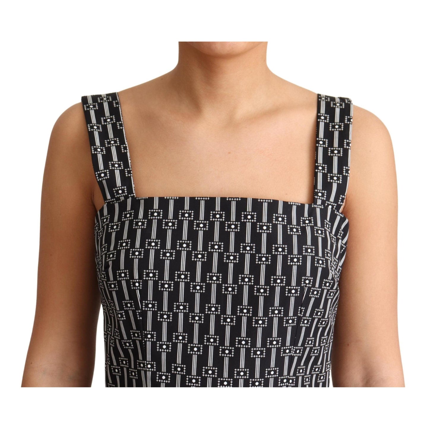 Dolce & Gabbana Black White Pattern Cotton A-Line Dress
