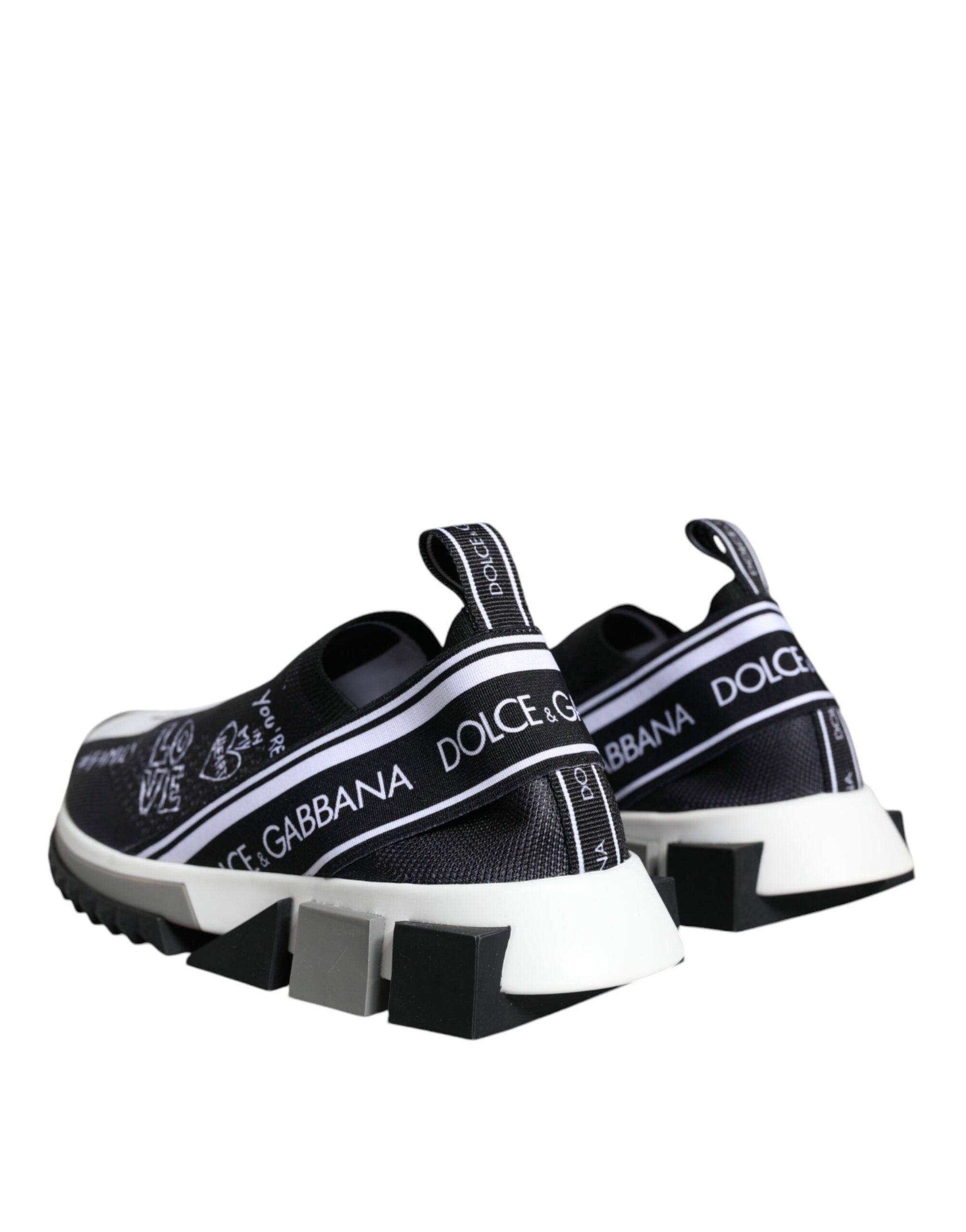 Dolce & Gabbana Black White Sorrento Low Top Sneakers Shoes-Modeoutlet