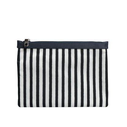 Dolce & Gabbana Black White Striped Logo Plaque Clutch Borse Pouch Bag