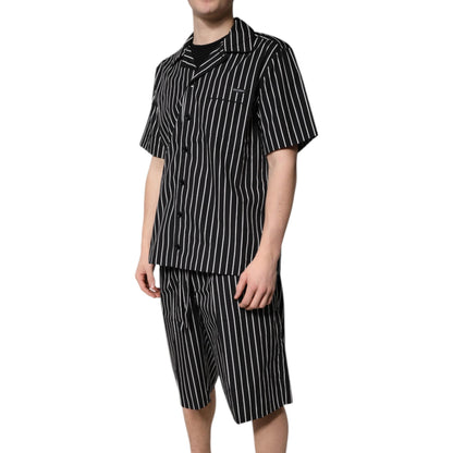 Dolce & Gabbana Black White Stripes Cotton Men Pajama Set Sleepwear