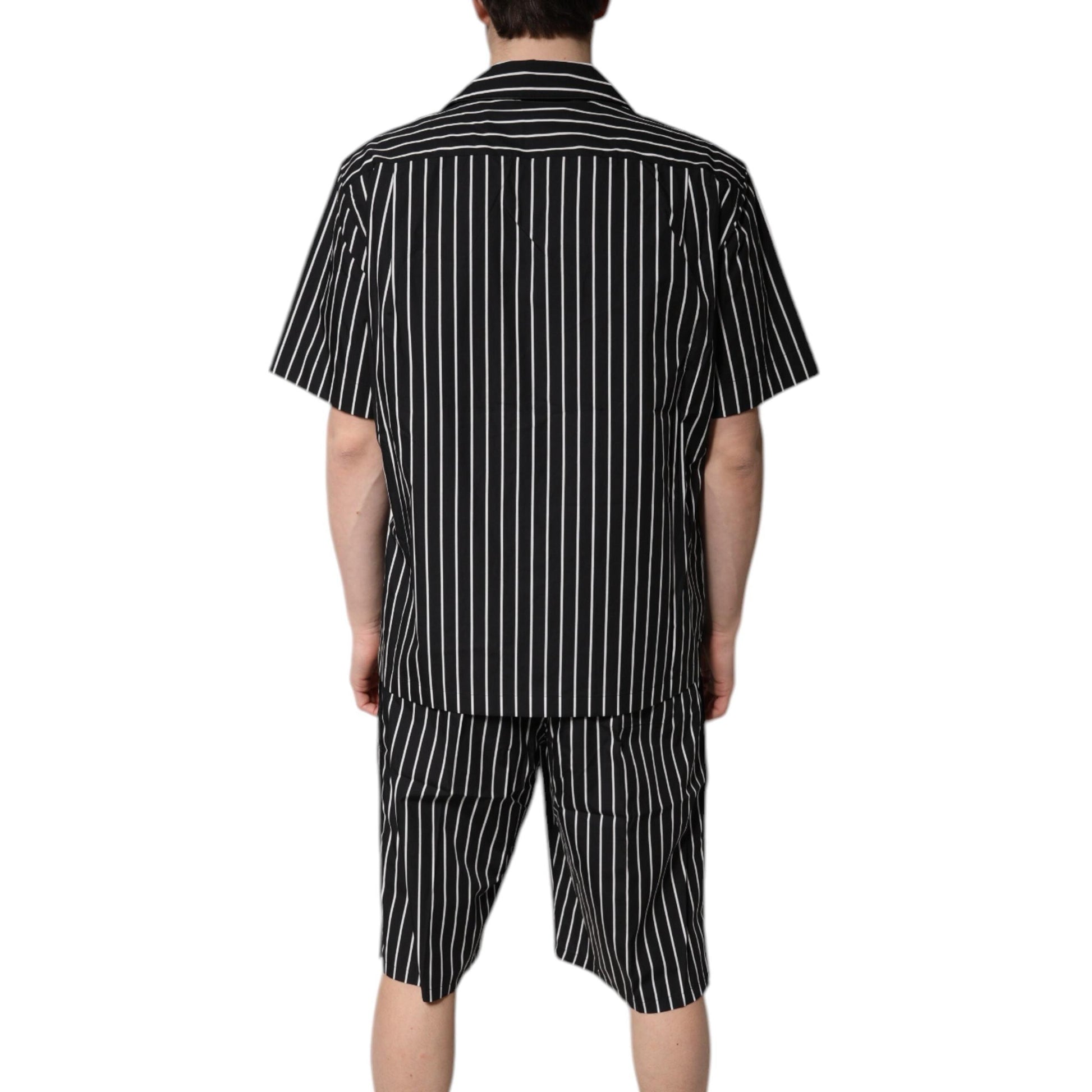 Dolce & Gabbana Black White Stripes Cotton Men Pajama Set Sleepwear