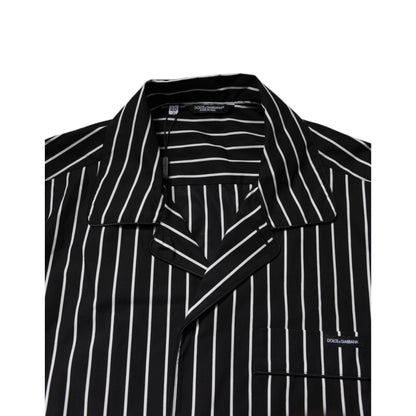 Dolce & Gabbana Black White Stripes Cotton Men Pajama Set Sleepwear