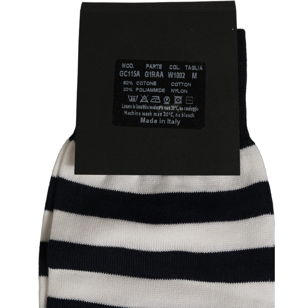 Dolce & Gabbana Black White Stripes Cotton Mid Calf Accessory Socks