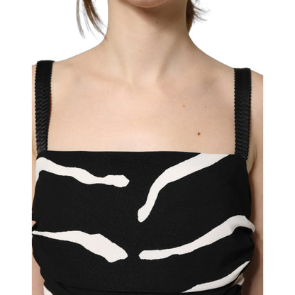 Dolce & Gabbana Black White Zebra Cady Calf Length Dress