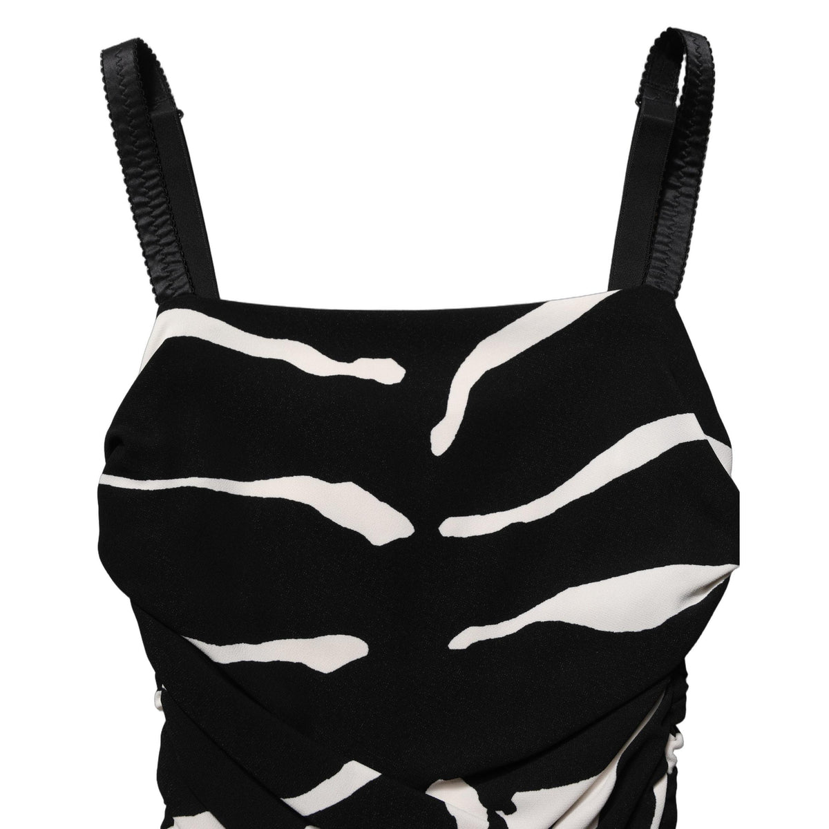 Dolce & Gabbana Black White Zebra Cady Calf Length Dress