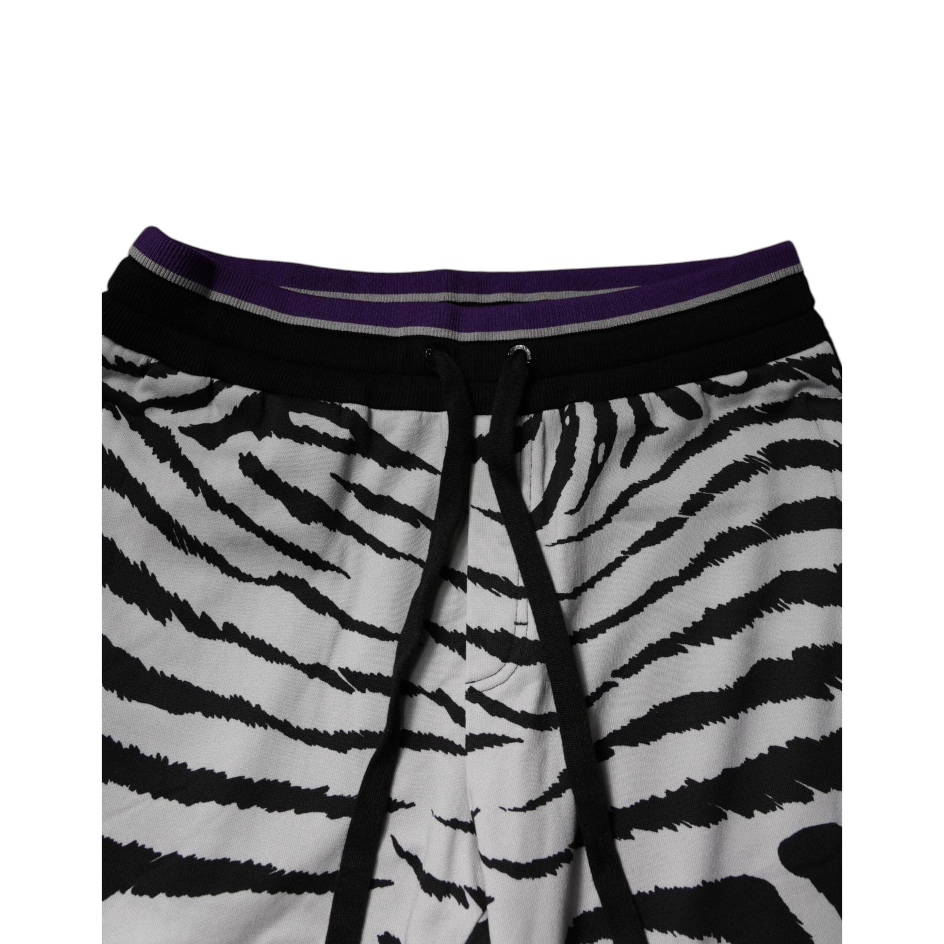Dolce & Gabbana Black White Zebra Men Jogger Sweatpants Pants