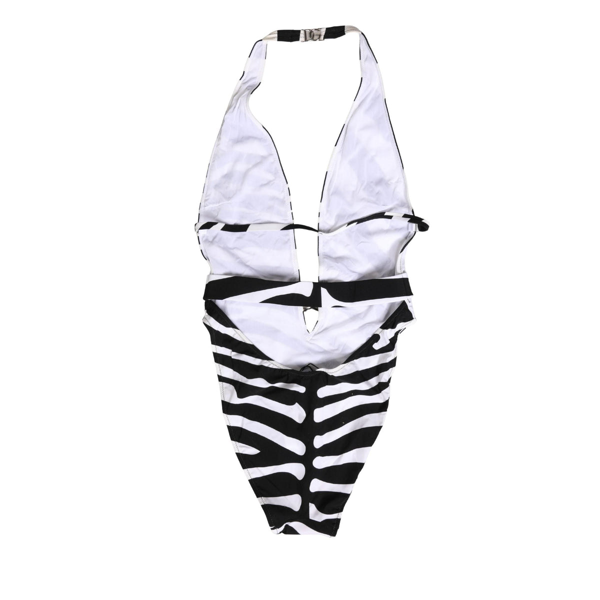 Dolce & Gabbana Black White Zebra One-Piece Swimsuit