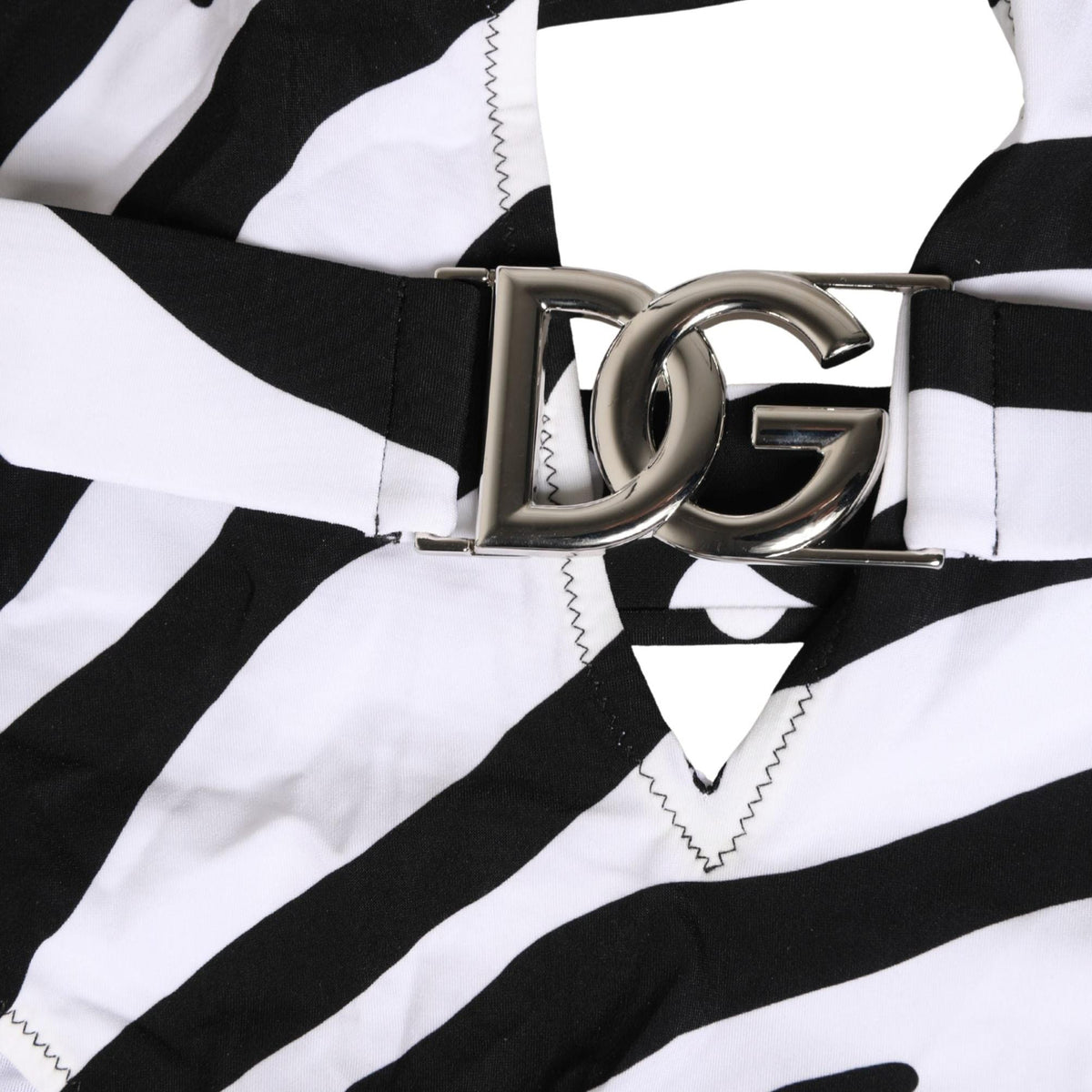 Dolce & Gabbana Black White Zebra One-Piece Swimsuit