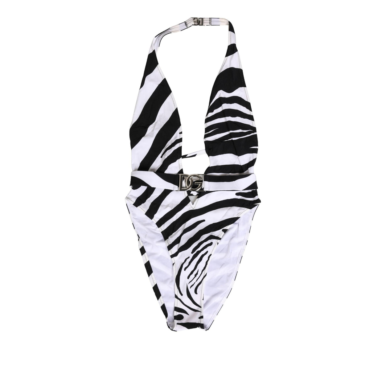 Dolce & Gabbana Black White Zebra One-Piece Swimsuit