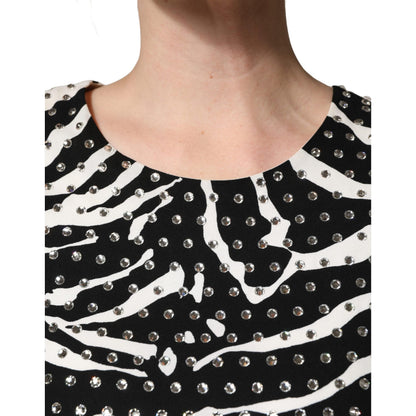 Dolce & Gabbana Black White Zebra Rhinestones Mini Dress
