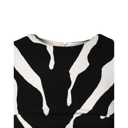 Dolce & Gabbana Black White Zebra Viscose Sheath Midi Dress