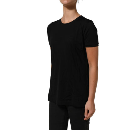 Dolce & Gabbana Black Wool Crew Neck Short Sleeves Men T-shirt
